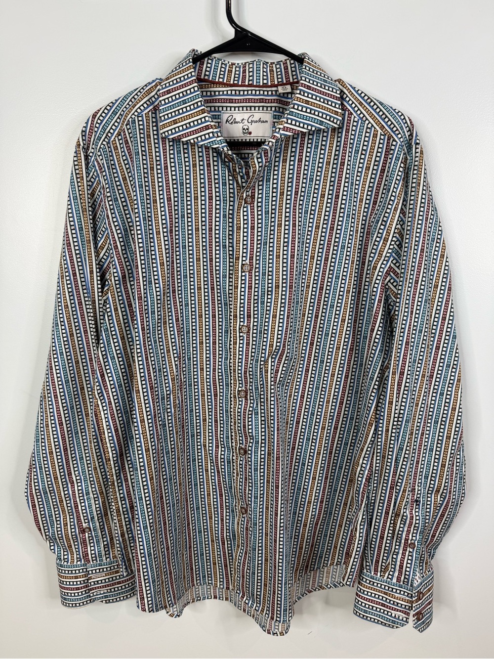 Robert Graham Men’s Multicolor Stripe Long Sleeve Button Down Shirt XL